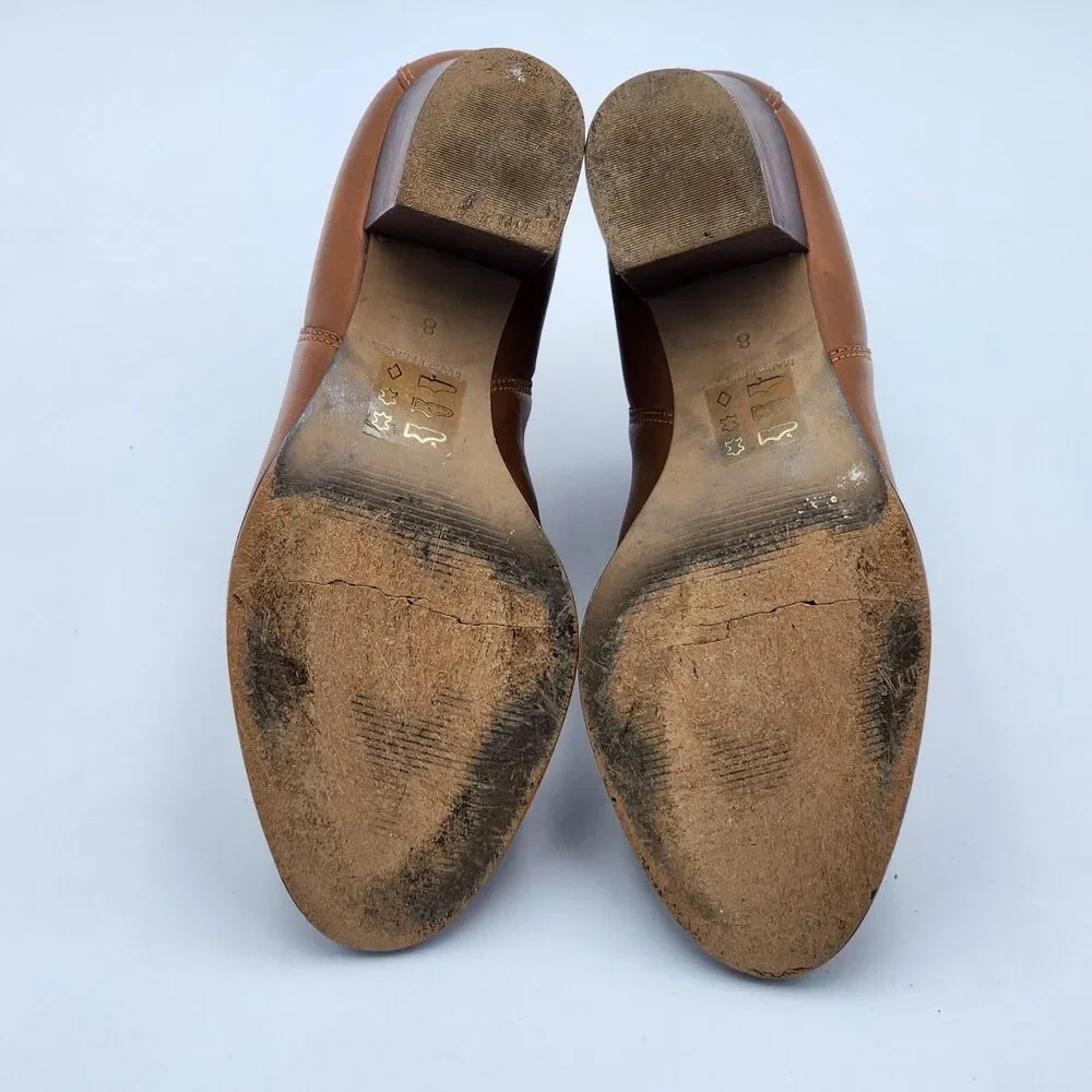 Madewell Regan Chelsea Brown Leather Block Heeled Ankle Boots Size 8 - Picture 6 of 10